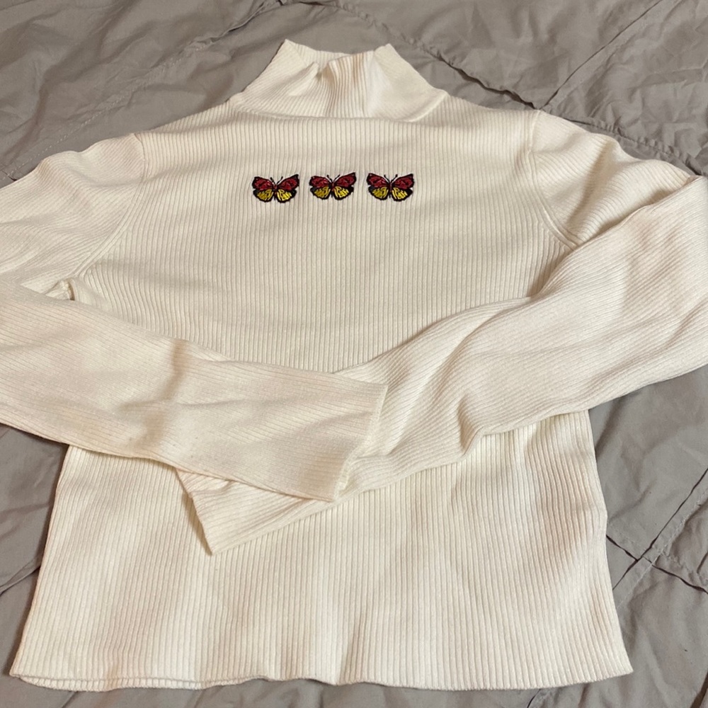 White Turtleneck Ribbed